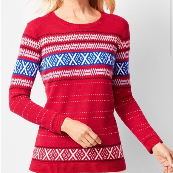 Talbots red fair isle sweater. Size medium. EUC - Picture 1 of 5